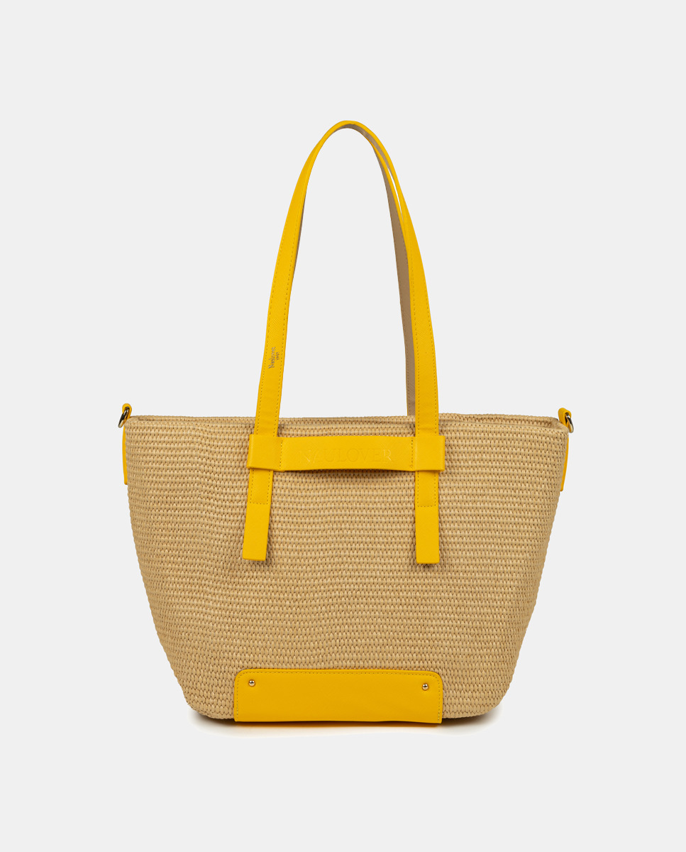 Mala Shopper de Ráfia - Cru Amarelo-1