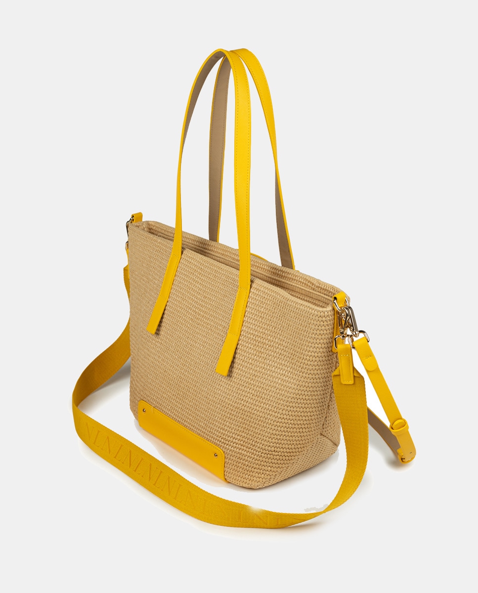 Mala Shopper de Ráfia - Cru Amarelo-2