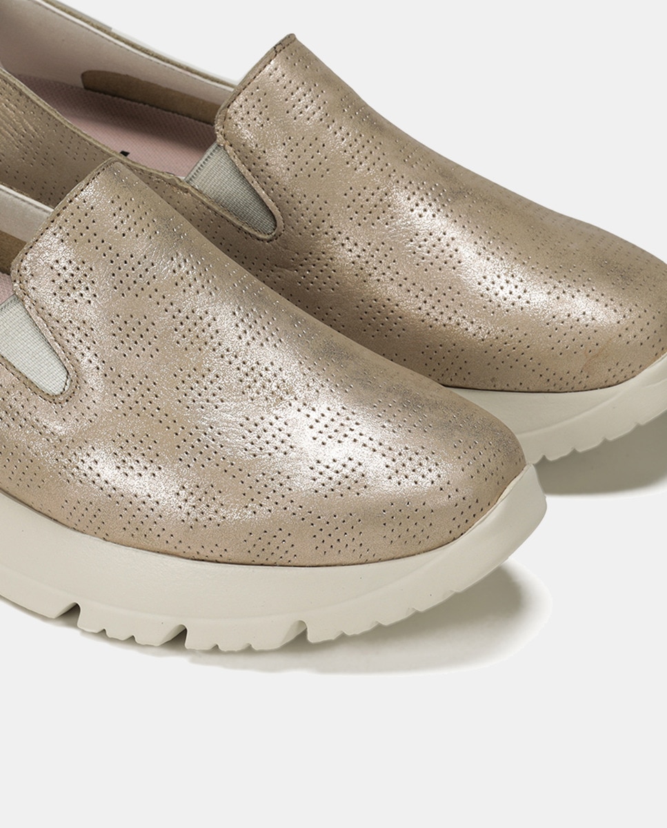 Mocassins Eira com Elásticos Laterais e em Pele Platina-6