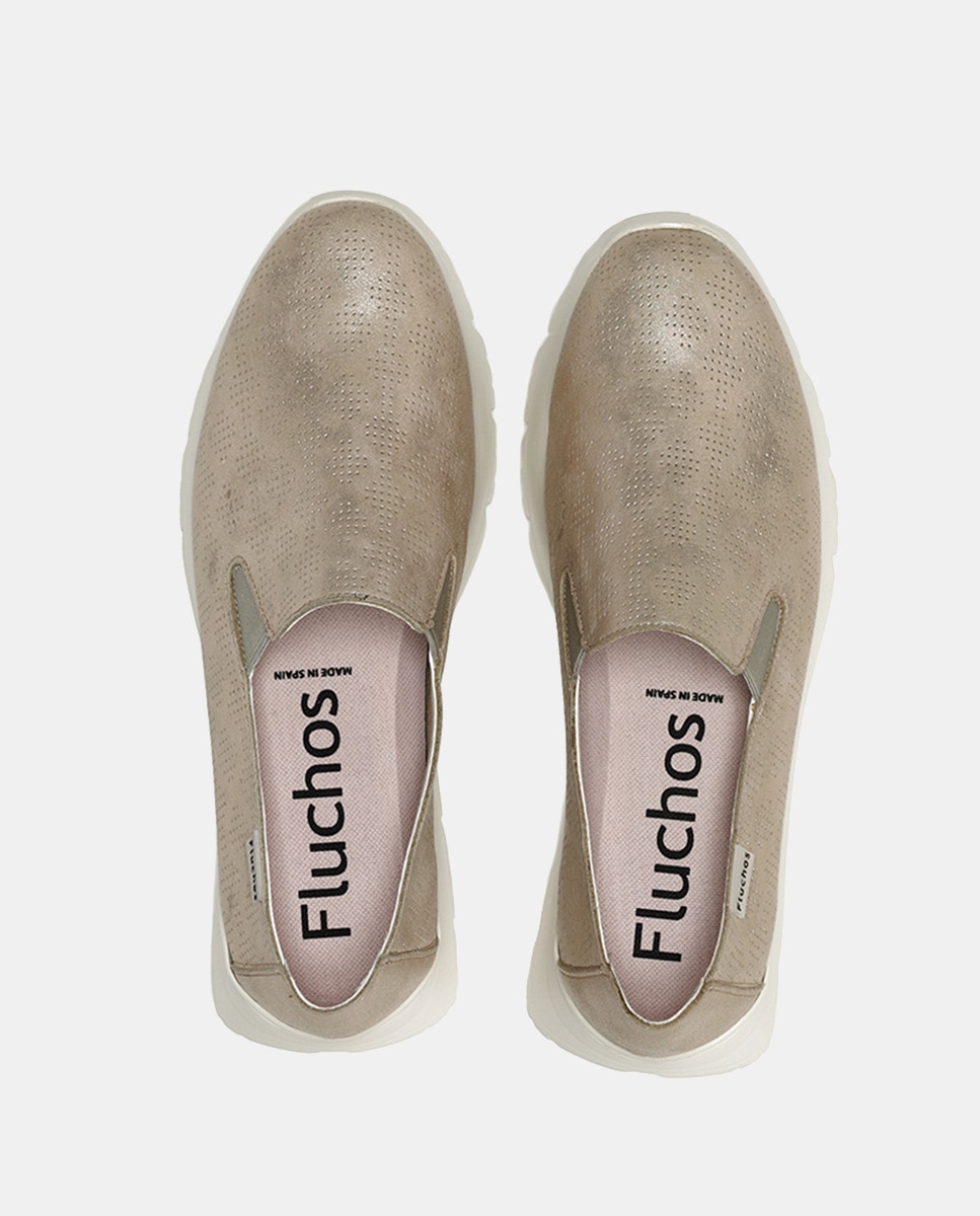 Mocassins Eira com Elásticos Laterais e em Pele Platina-5