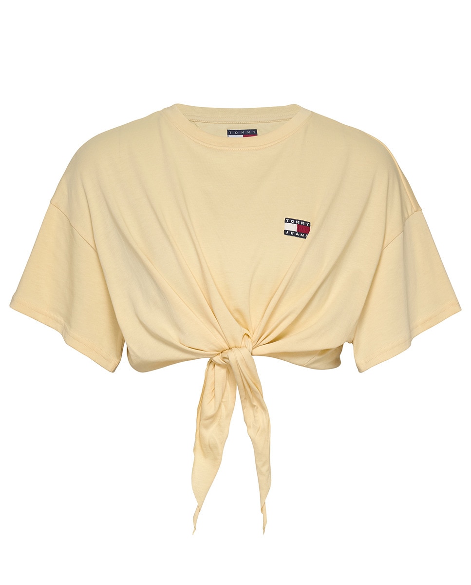 T-shirt Cropped Fit com Manga Curta Amarelo-1