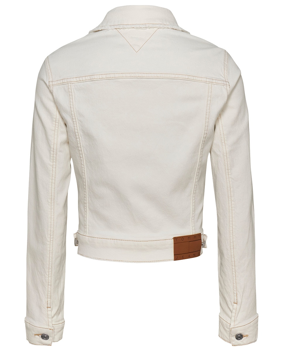 Blusão de Ganga Slim Fit de Estilo Trucker Branco-6