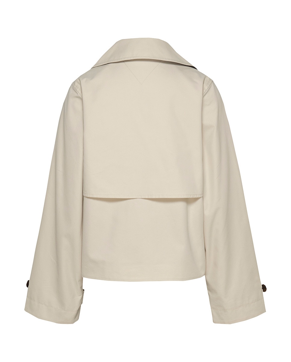 Gabardine Curta com Abotoadura Dupla Creme-6