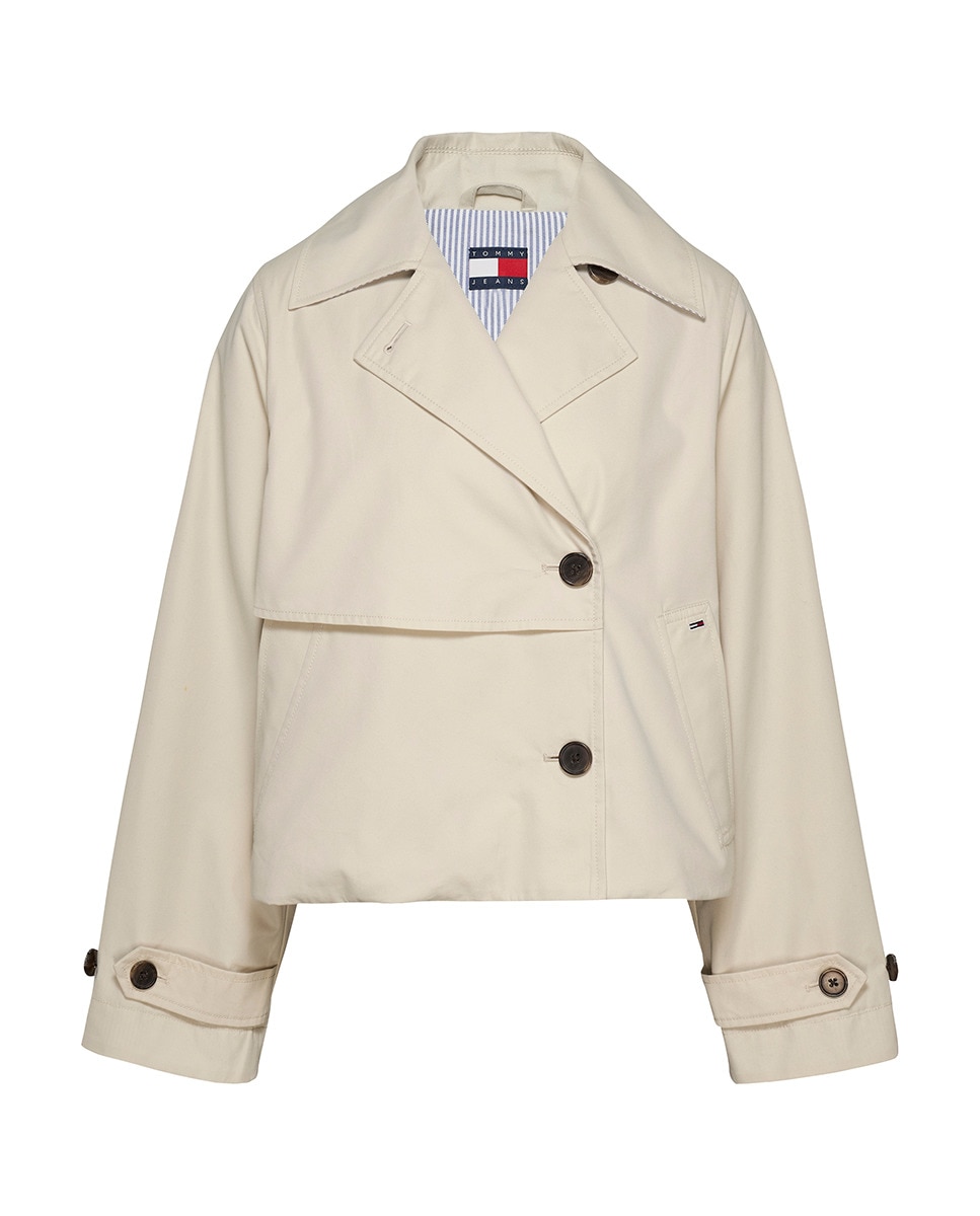 Gabardine Curta com Abotoadura Dupla Creme-5