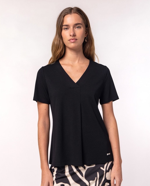 Imagen 0 de Camiseta de mujer con pliegue delantero y manga corta