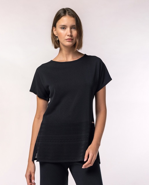 Imagen 0 de Jersey de mujer de punto calado y cuello redondo