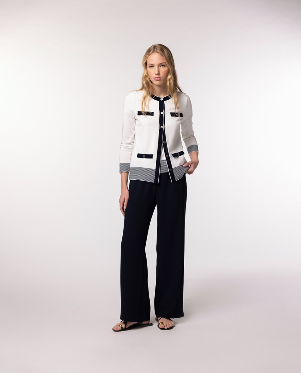 Twin Set com Casaco de Manga Comprida e Camisola de Malha de Manga Curta Cru-11