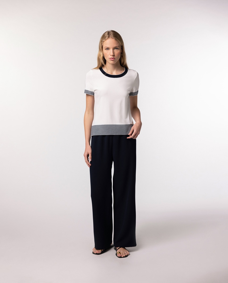 Twin Set com Casaco de Manga Comprida e Camisola de Malha de Manga Curta Cru-8