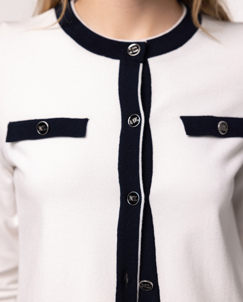 Twin Set com Casaco de Manga Comprida e Camisola de Malha de Manga Curta Cru-5