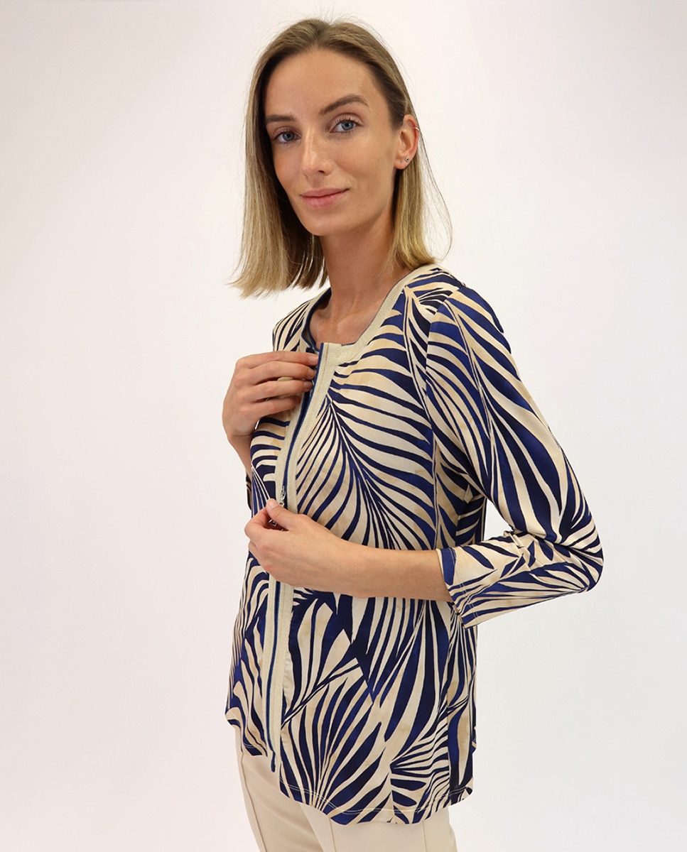 Twin Set com Estampado Floral de Casaco de Manga 3/4 e Camisola de Malha de Manga Curta Azul-marinho-5