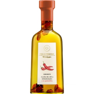 condimento de aceite de oliva infusionado con guindilla botella 250 ml - Club Del Gourmet