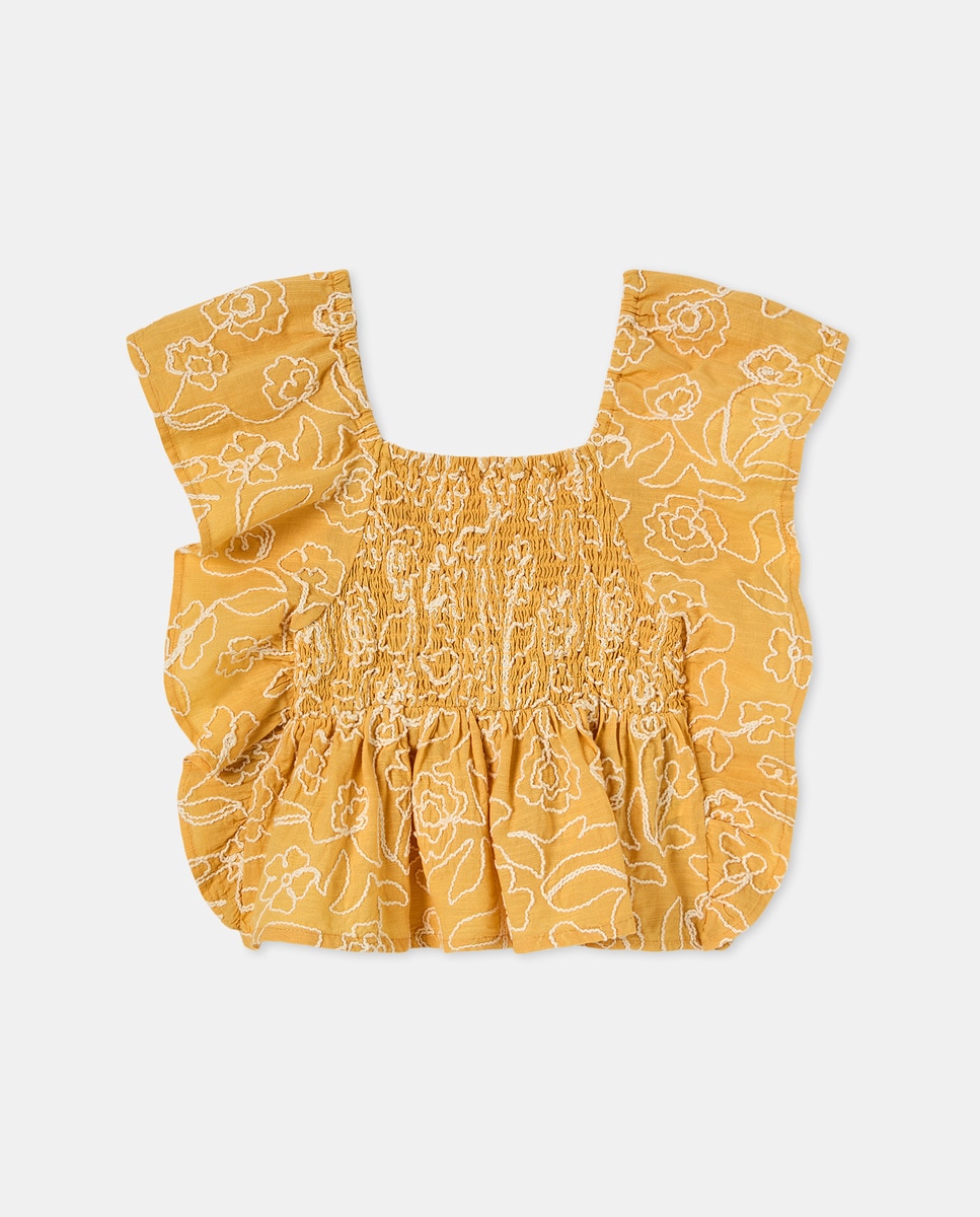 Blusa sem Mangas com Elásticos Amarelo-4