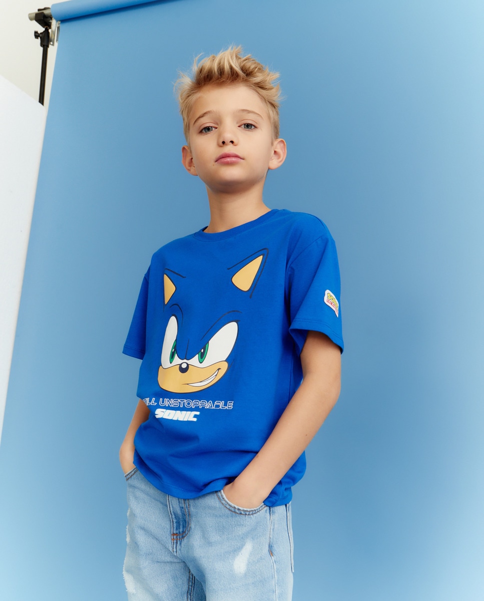 T-shirt com manga curta Azul-1
