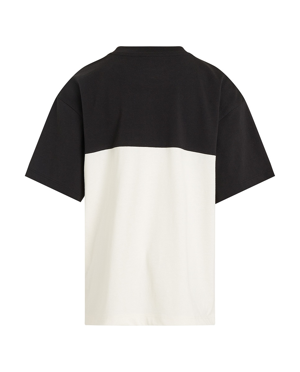 T-shirt de Manga Curta com Color Block Preto-5