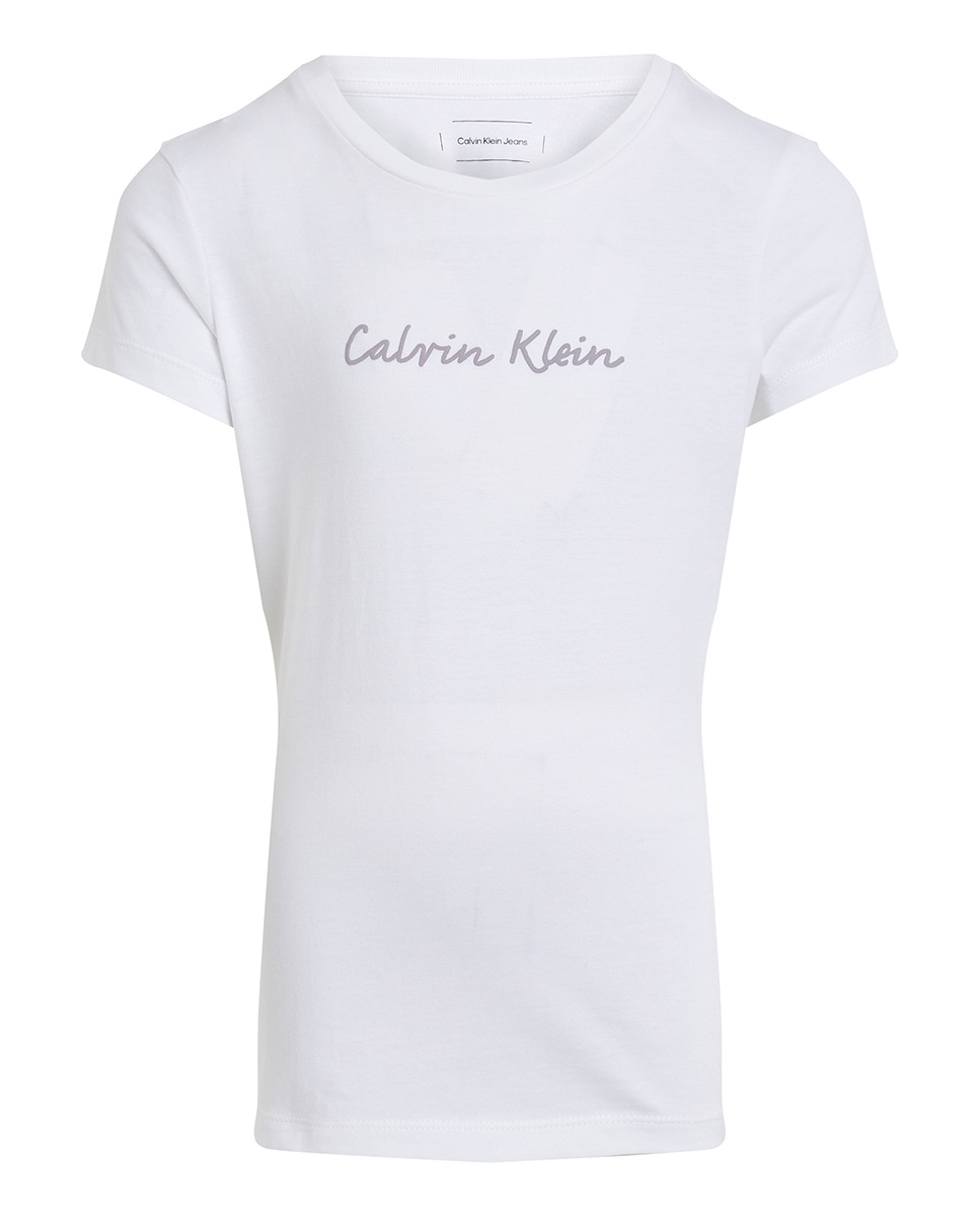 T-shirt de Manga Curta com Logótipo em Cursivo Branco-4