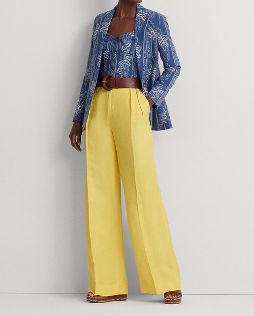 Imagen 0 de Pantalones anchos de mujer de tiro alto con pliegues