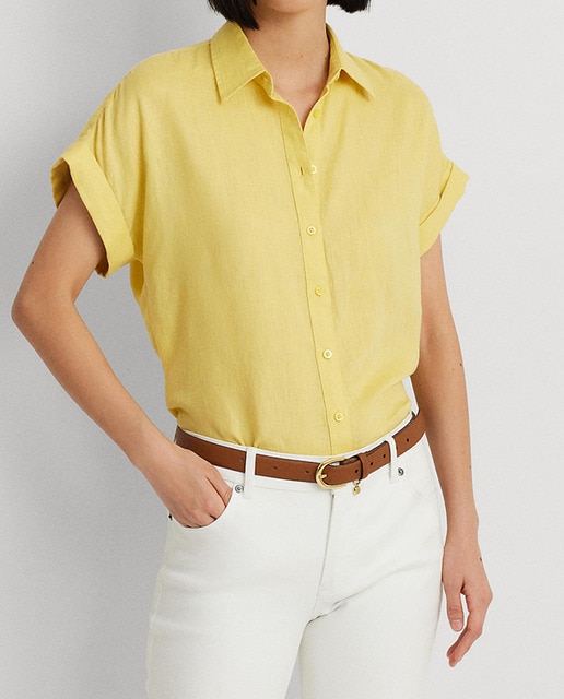 Imagen 0 de Camisa de mujer de lino de manga corta