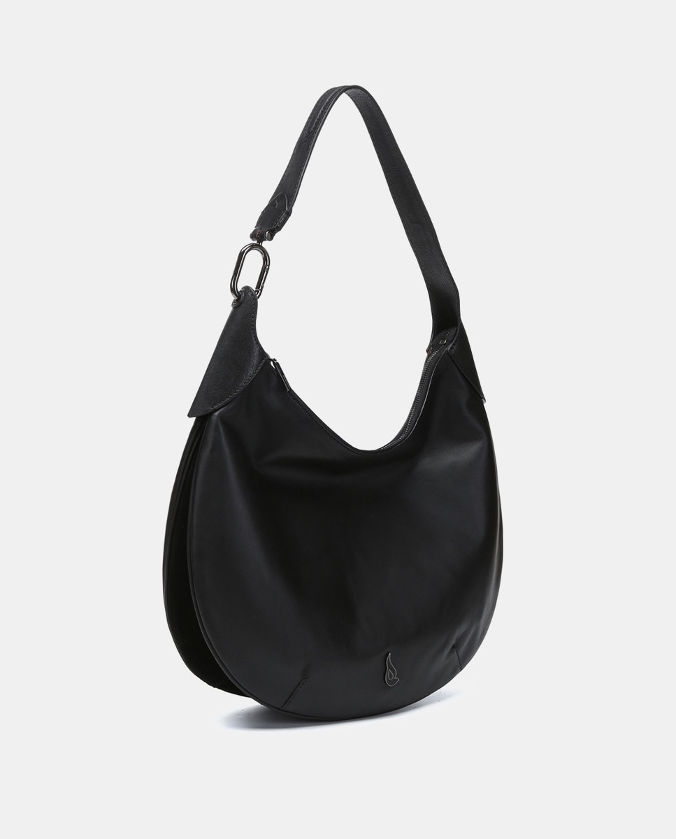 Mala de Ombro Oceans Diary em Pele - Preto Preto-3