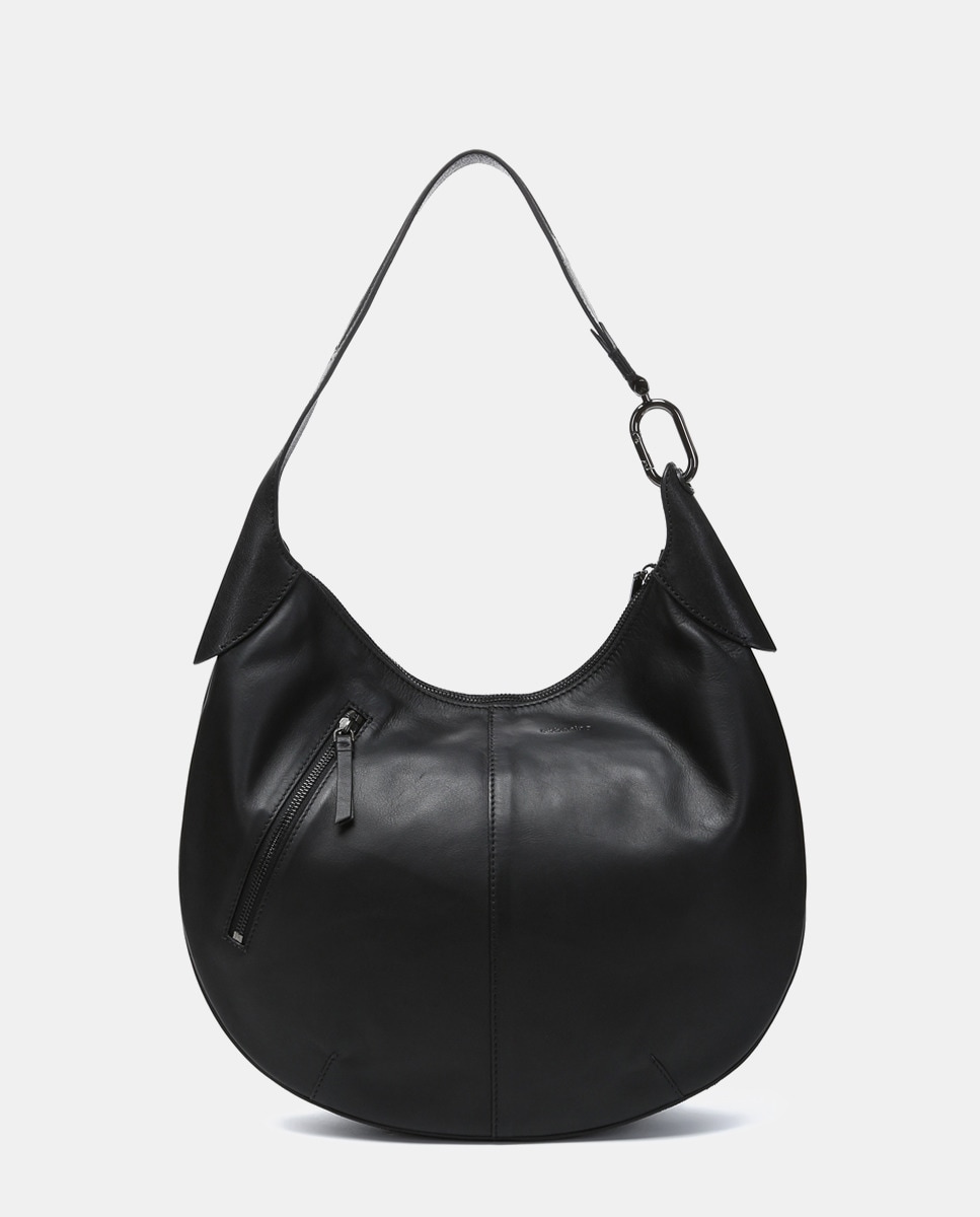 Mala de Ombro Oceans Diary em Pele - Preto Preto-2
