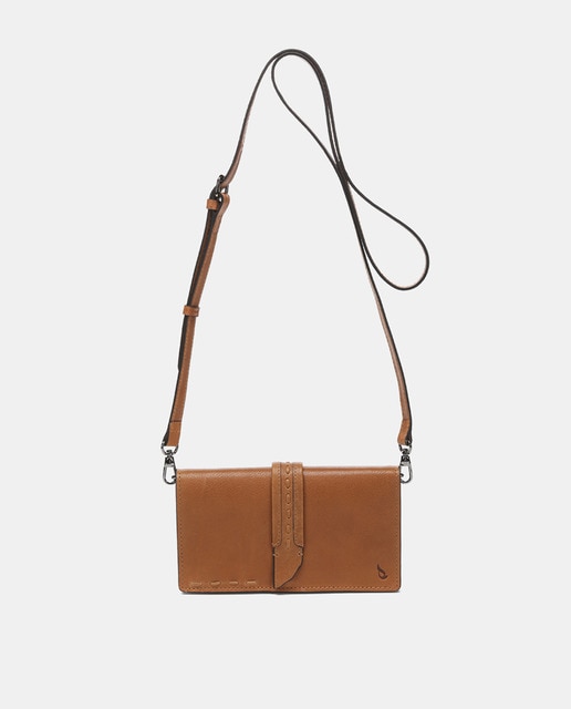 Imagen 0 de Bandolera mini Oceans Diary en piel cognac