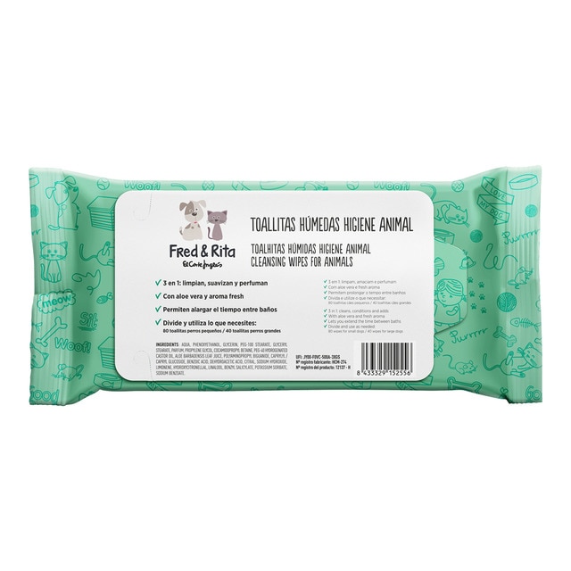 Imagen 0 de Toallitas Fred & Rita para perros y gatos Aloe Vera