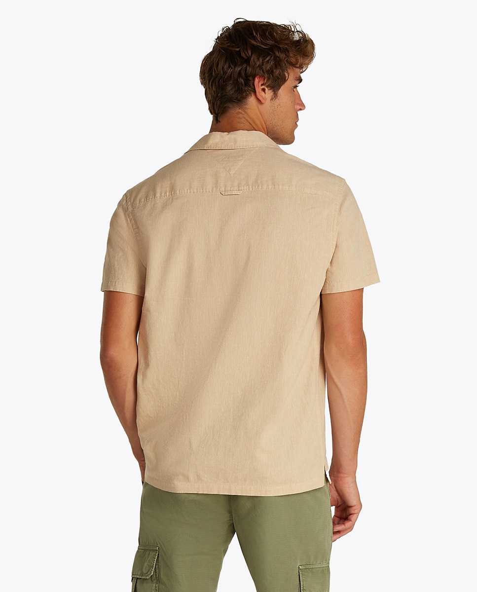 Camisa de Manga Curta Regular Fit Bege-2