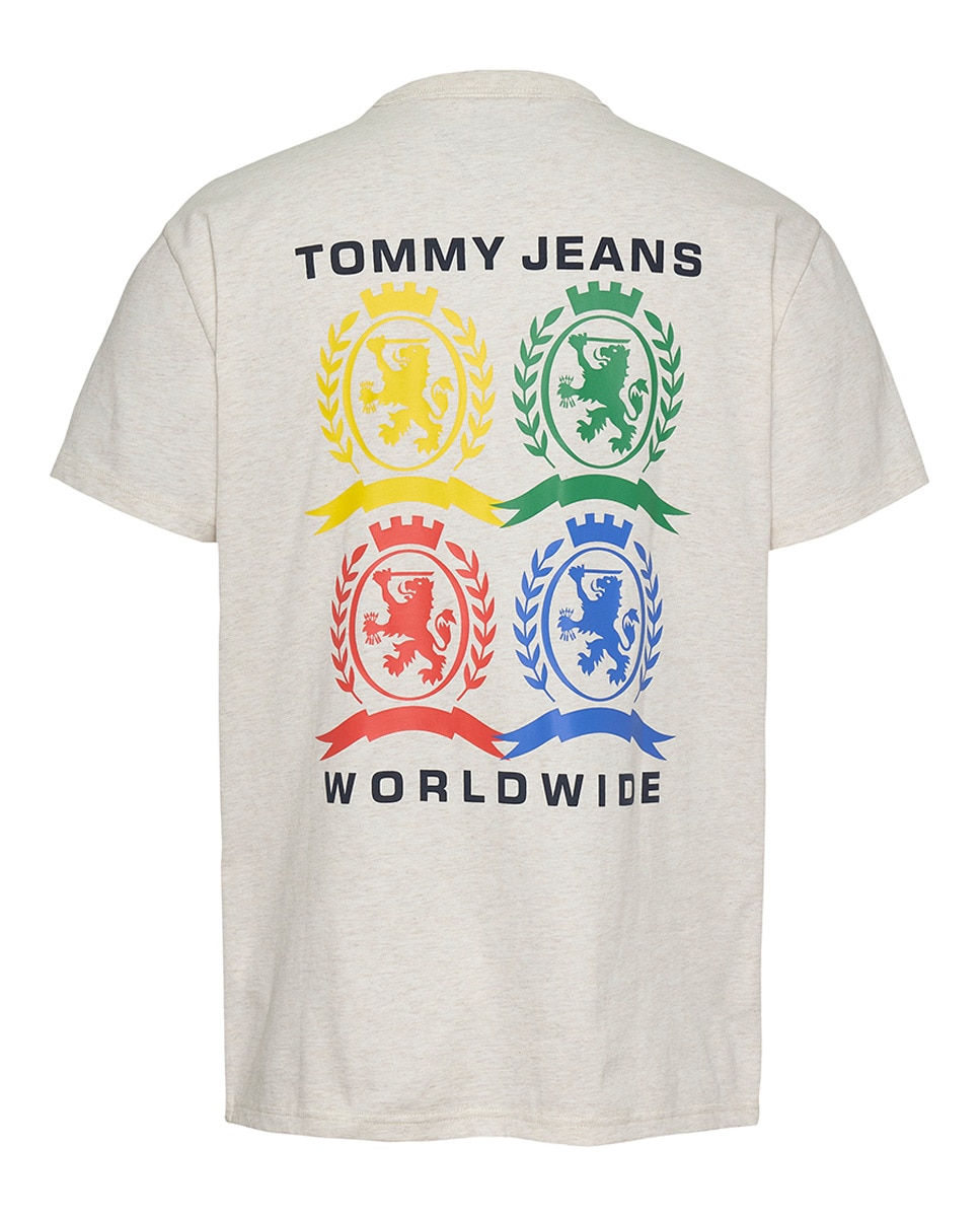 T-shirt com Logótipo Estampado nas Costas e Regular Fit Cru-5
