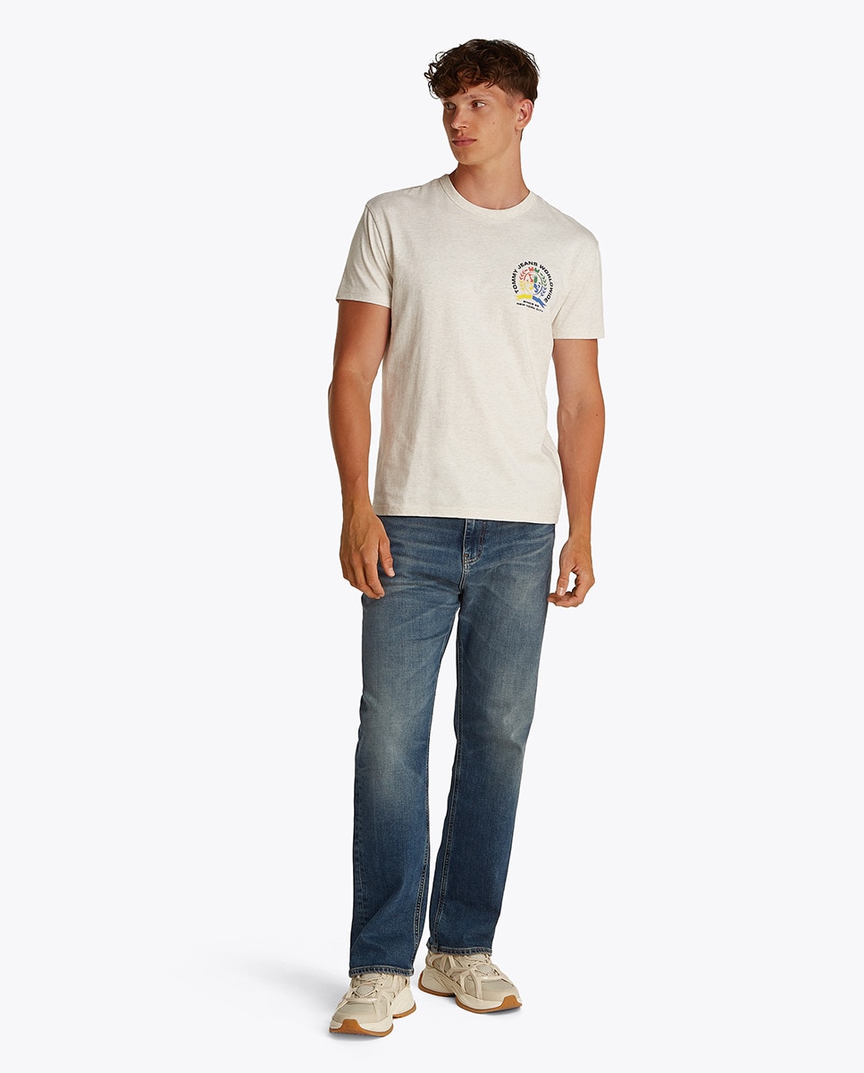 T-shirt com Logótipo Estampado nas Costas e Regular Fit Cru-6