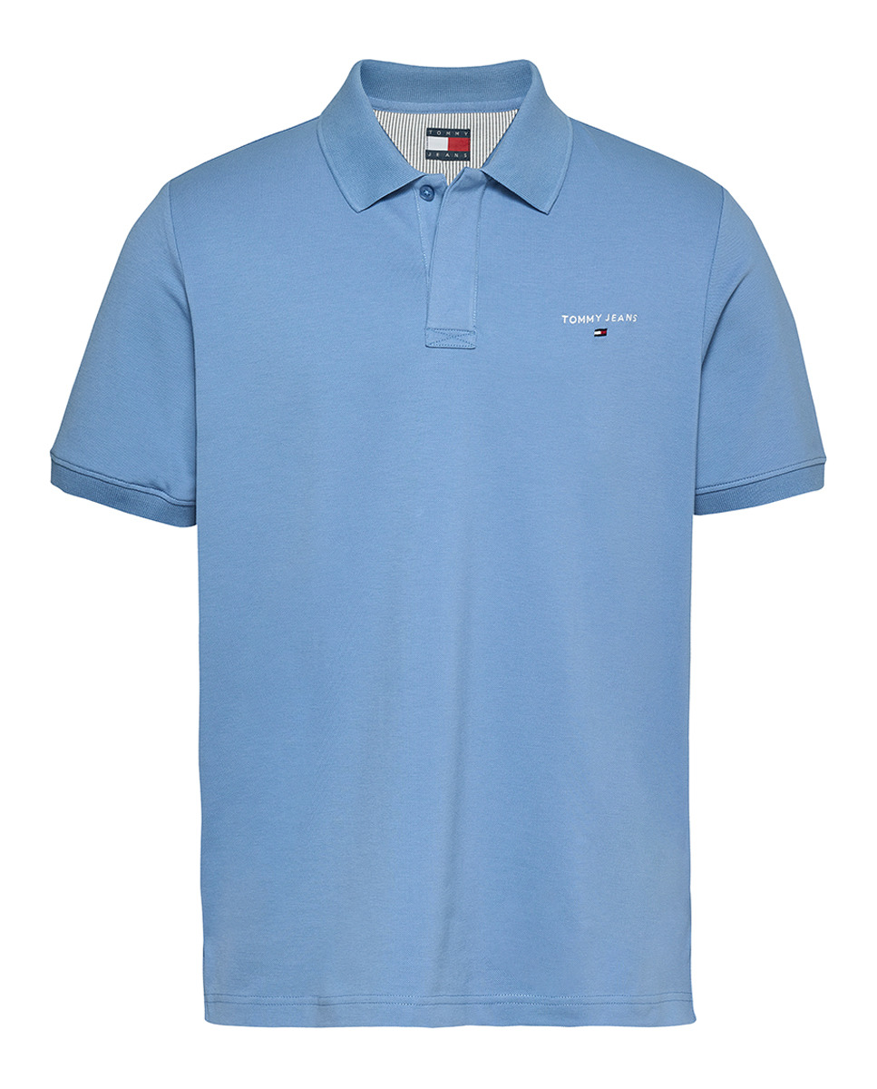 Polo Regular Fit com Manga Curta Azul-4