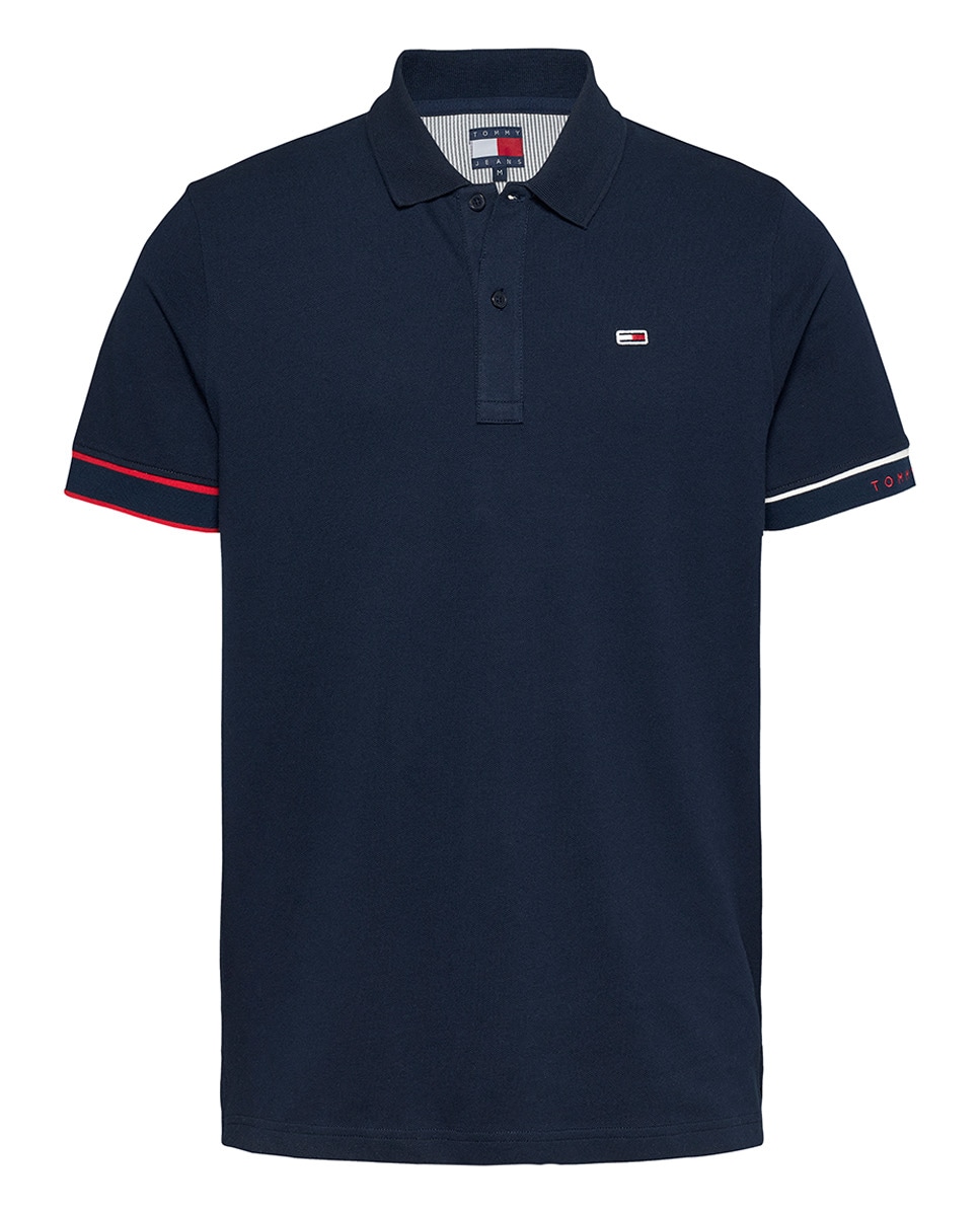 Polo Slim Fit de Manga Curta Azul-marinho-4