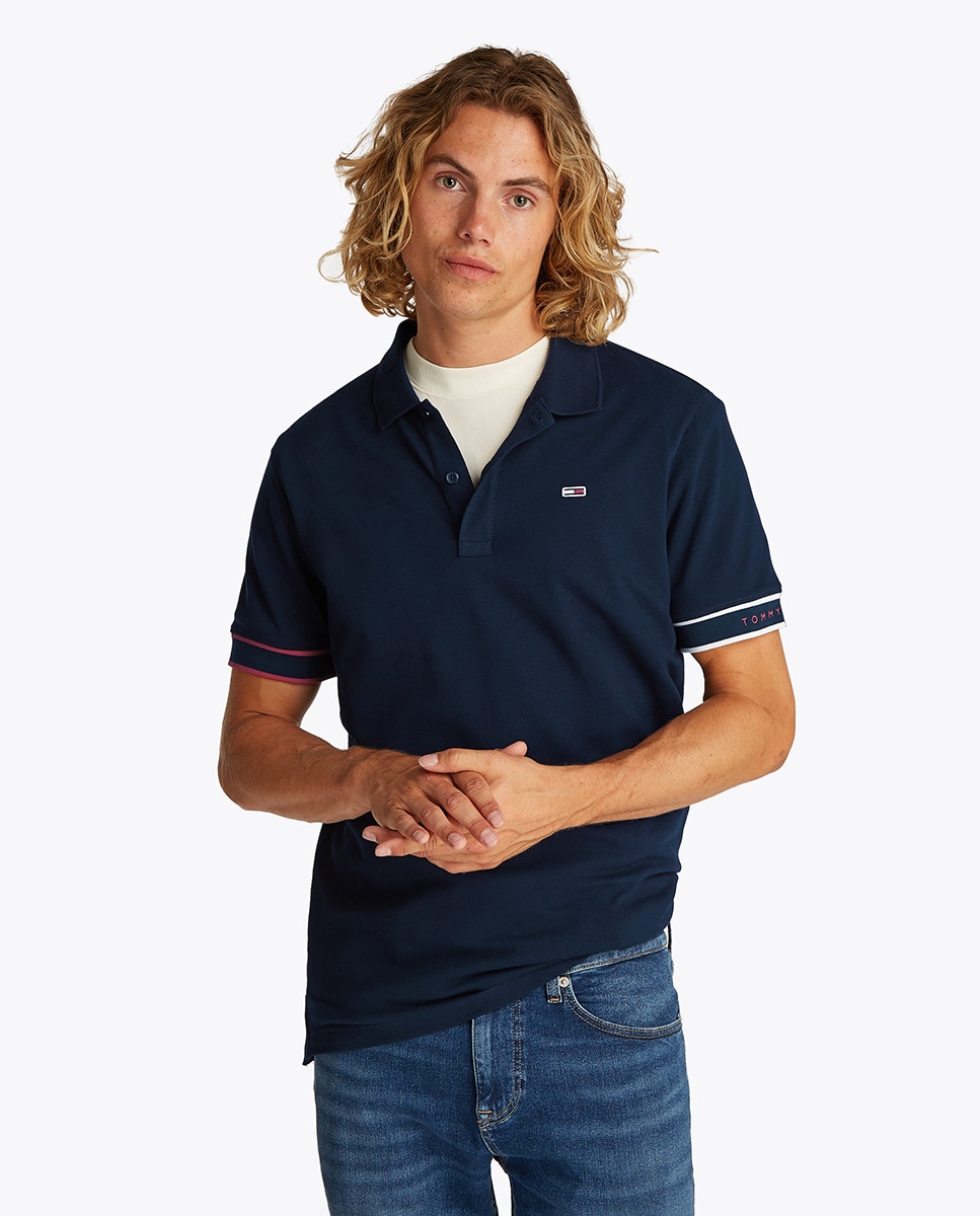 Polo Slim Fit de Manga Curta Azul-marinho-1