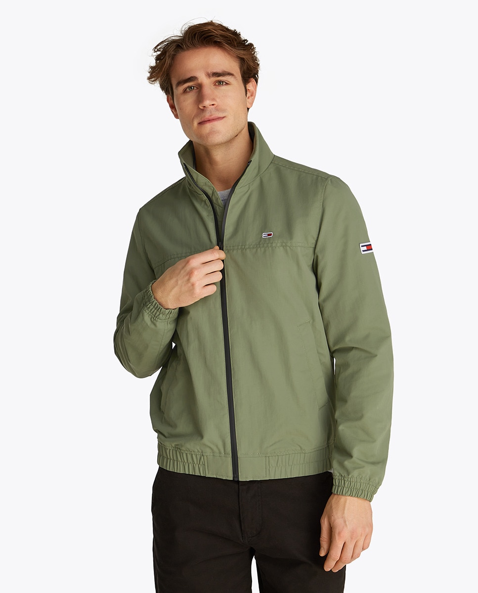 Casaco Regular Fit com Fecho de Correr Verde-escuro-1