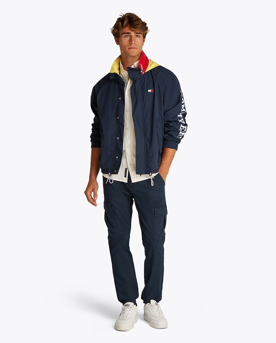 Casaco Relaxed Fit com Color Block Azul-marinho-6