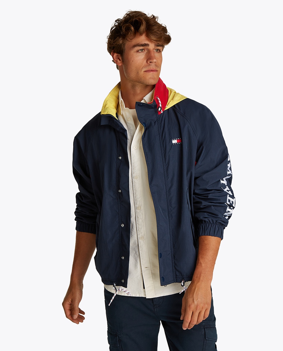 Casaco Relaxed Fit com Color Block Azul-marinho-1
