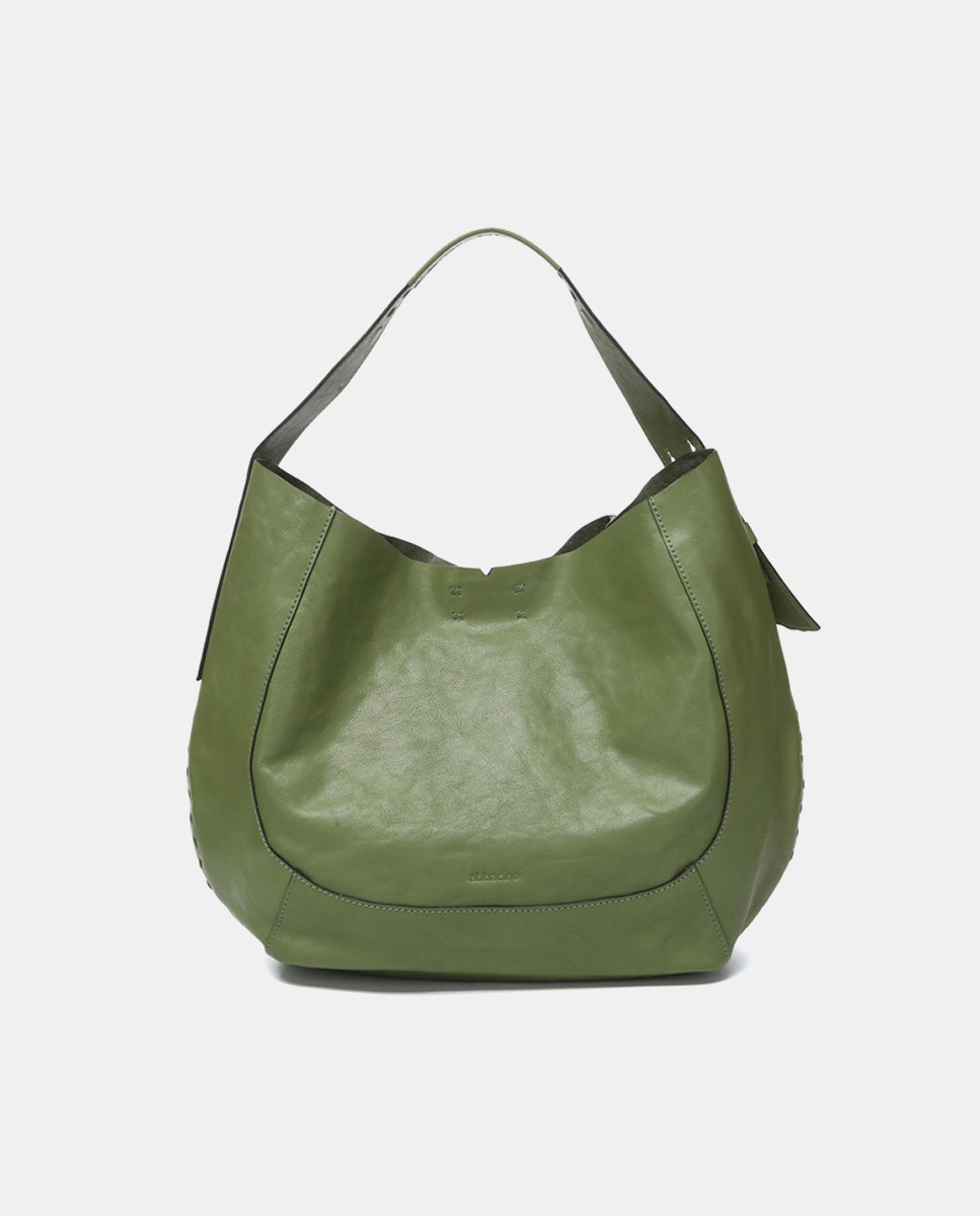 Mala de Ombro Oceans Diary em Pele - Verde Verde-2