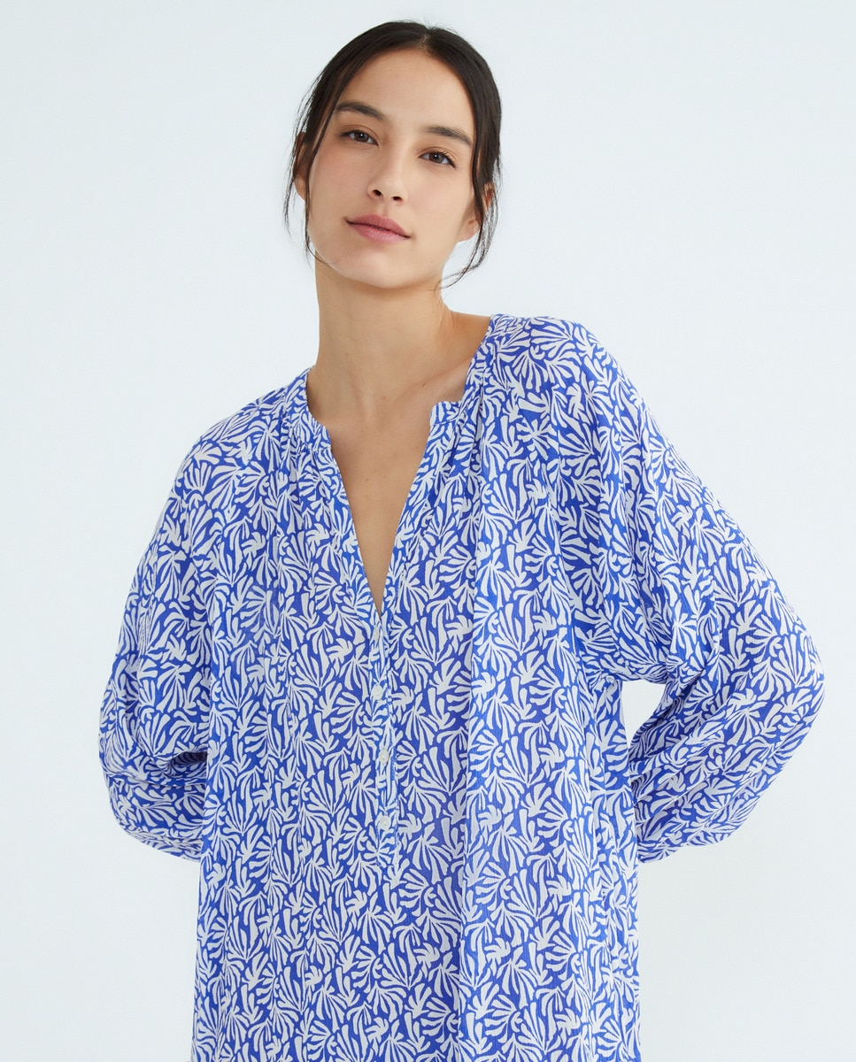 Caftán blusón estampado Azul-2