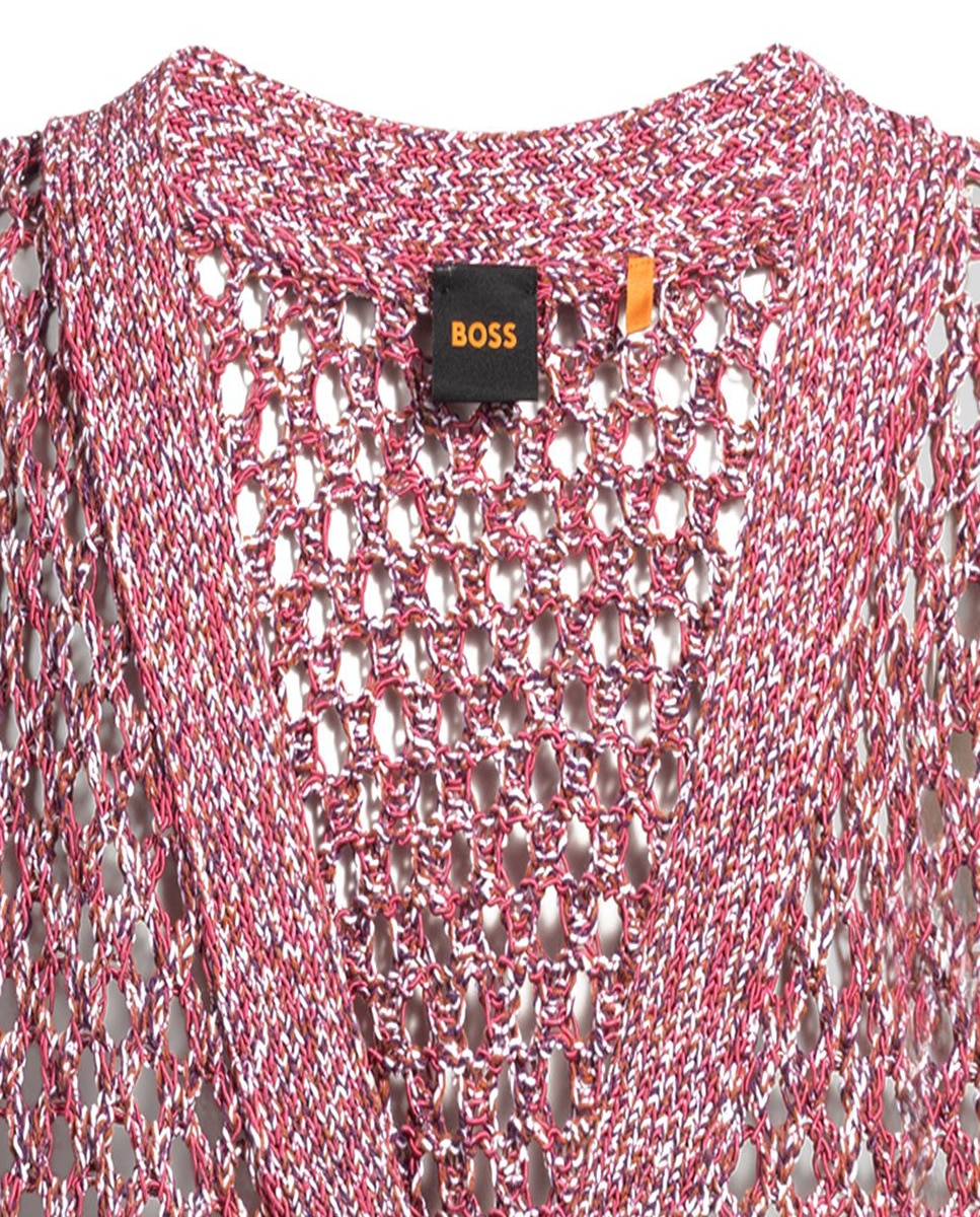 Cardigan de Malha Entrançada Rosa-6