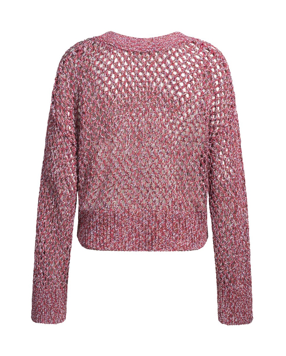 Cardigan de Malha Entrançada Rosa-5