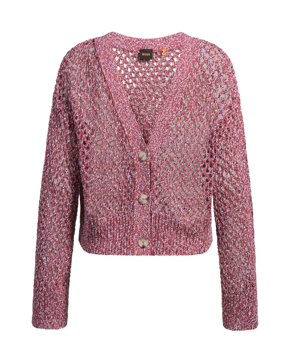 Cardigan de Malha Entrançada Rosa-4