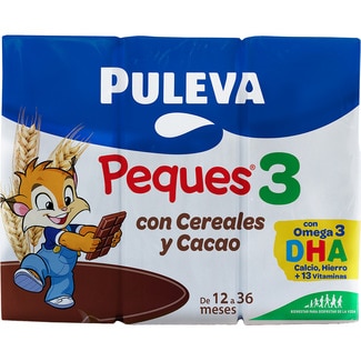 3 preparado lácteo con cereales y cacao sin aceite de palma de 12 a 36 meses briks 200 ml pack 3x200ml - Puleva Peques