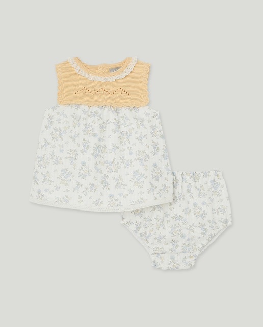 Imagem 0 de Cueiro Curto de Bebé sem Mangas em Tricot com All Over Print Floral com Ramos