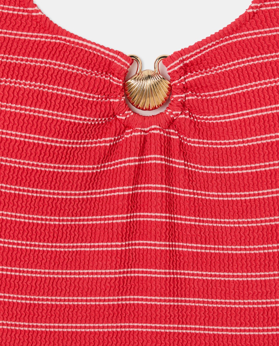 Fato de Banho com Detalhe de Peça Dourada Vermelho-5