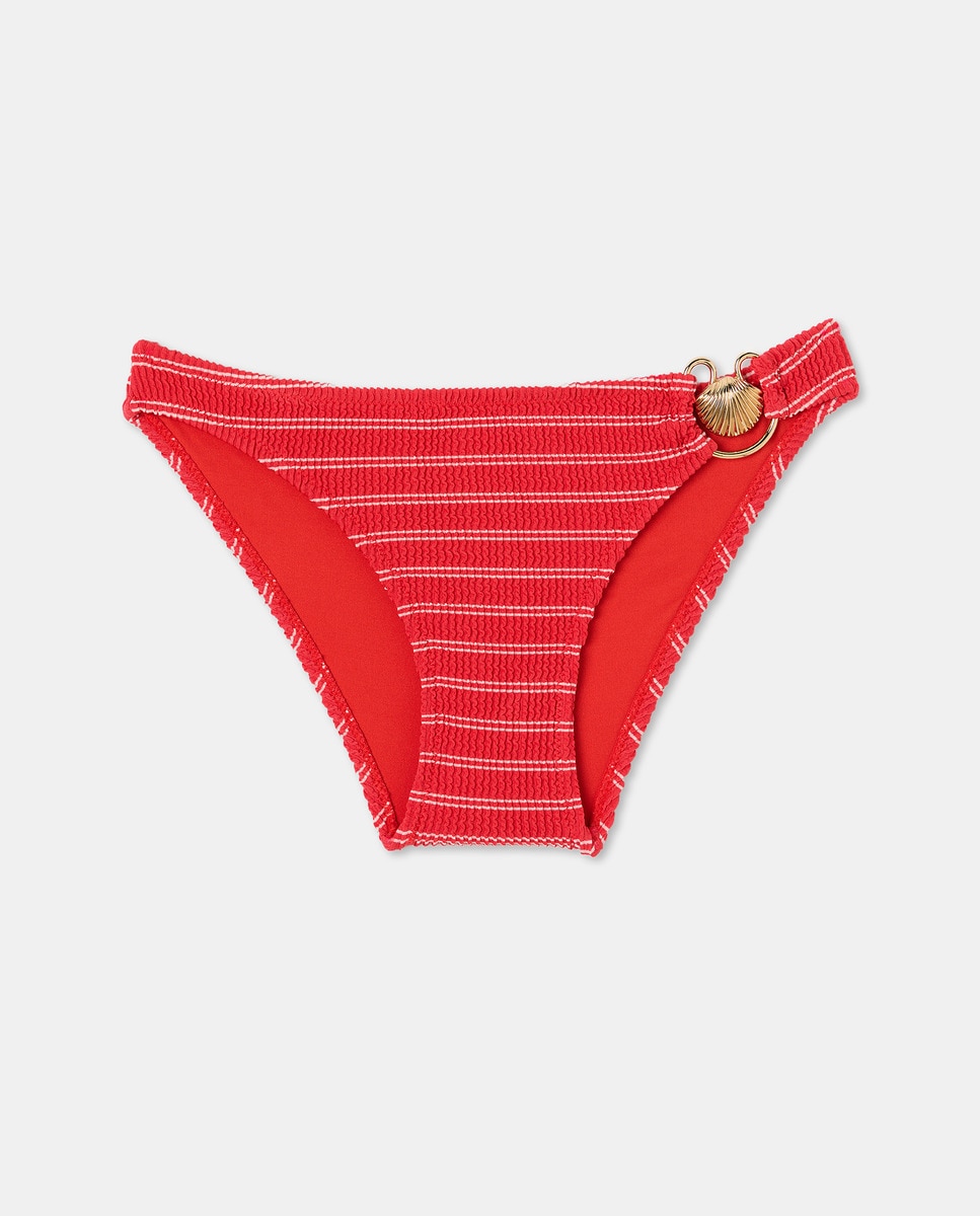 Cueca de Biquíni Básica com Detalhe de Peça Dourada Multicolor-4
