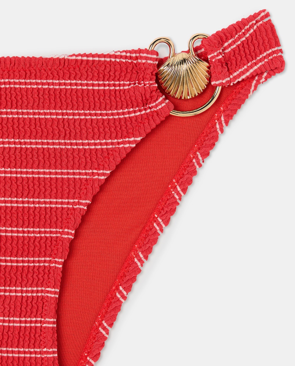 Cueca de Biquíni Básica com Detalhe de Peça Dourada Multicolor-5