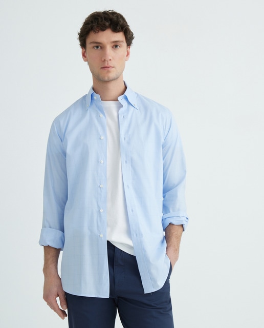 Imagen 0 de Camisa de hombre vestir largo extra cuadro gales