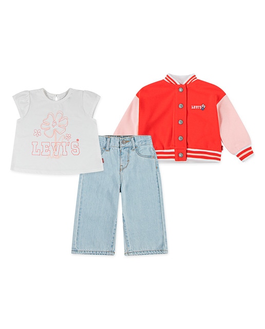 Imagem 0 de Conjunto de Blusão Bomber, T-shirt e Calças Largas (3 Peças) de Bebé
