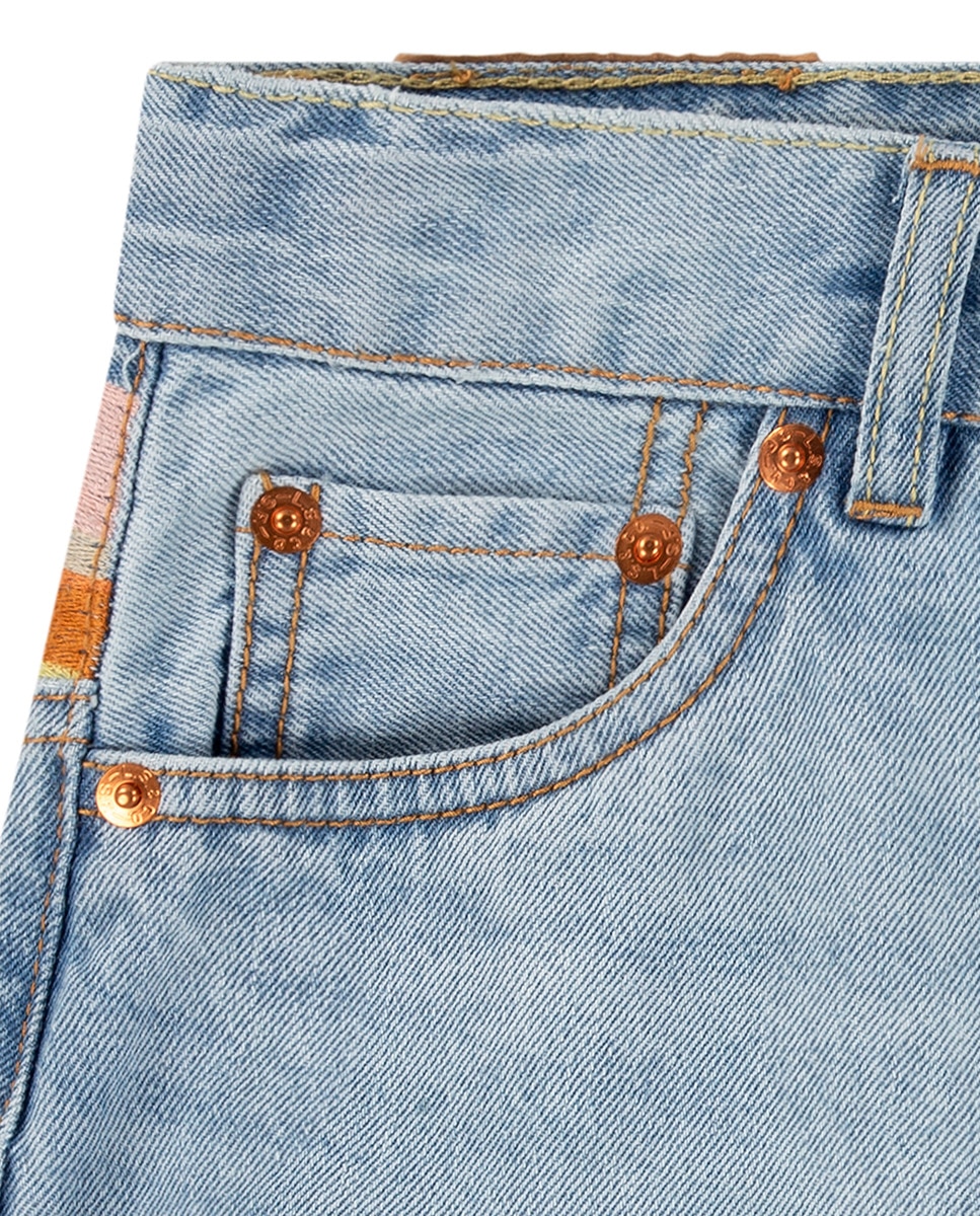 Calções Bordados Mini Mom Azul-6