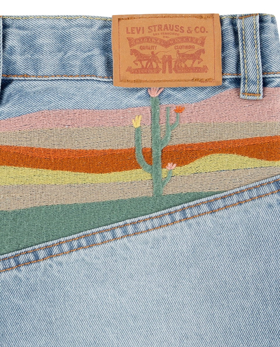 Calções Bordados Mini Mom Azul-5