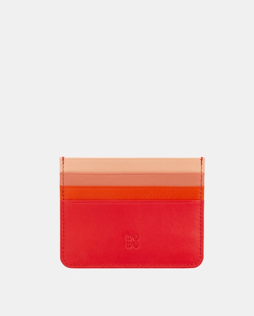 Imagen 0 de Tarjetero simple rojo en piel de becerro napa