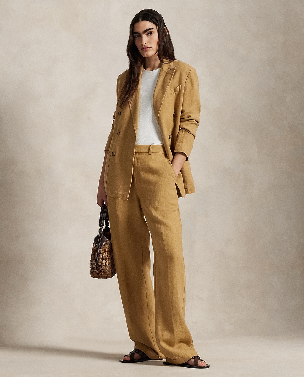 Blazer de Linho com Abotoadura Dupla Camel-7